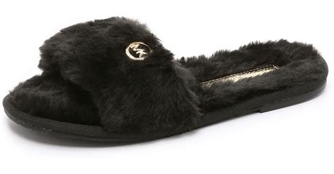 michael kors fur slide slippers|michael kors slippers on sale.